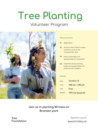 Volunteer Program Team Planting Trees Poster US Πρότυπο σχεδίασης