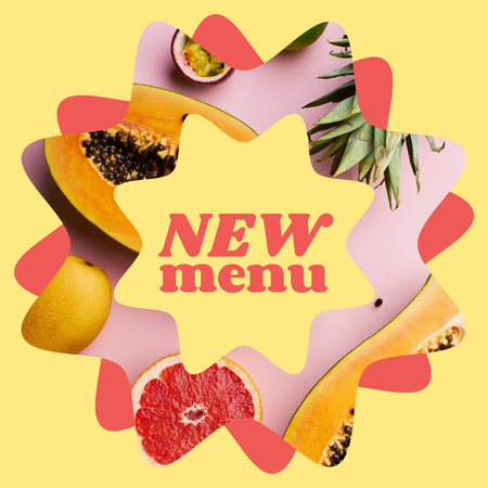 New Summer Menu Ad with Fresh Tropical Fruits Instagram Design Template