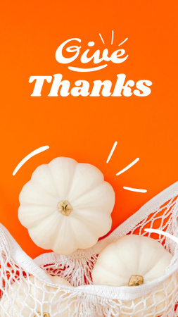 Ontwerpsjabloon van Instagram Story van thanksgiving vakantie groet met witte pompoenen