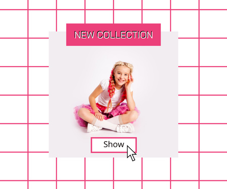 nové děti kolekce oznámení se stylovou holčičkou Large Rectangle Šablona návrhu