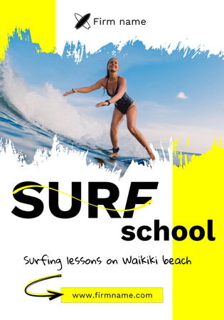 Surfing School Ad Poster 28x40in Tasarım Şablonu