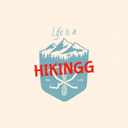 Designvorlage Hiking Tours Offer with Mountains Illustration für Logo