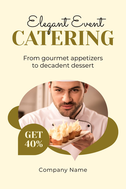 Template di design Services of Elegant Event Catering with Chef Pinterest