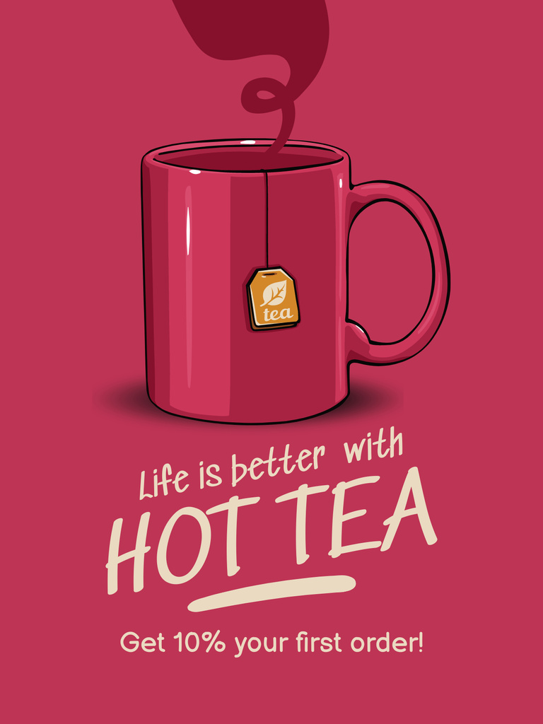 Discount Offer on Hot Tea Poster US Modelo de Design