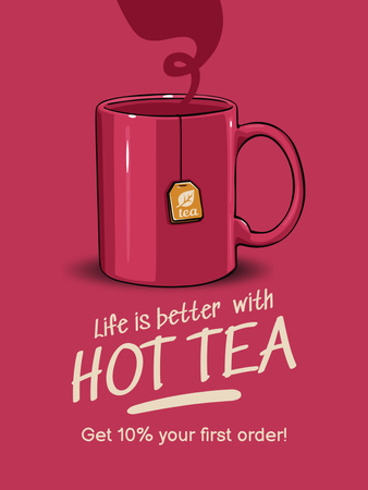 Discount Offer on Hot Tea Poster US Design Template
