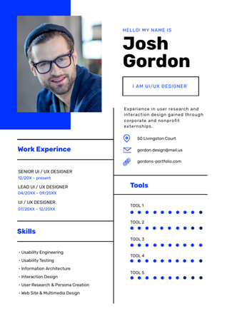 Modèle de visuel Profil de designer professionnel - Resume