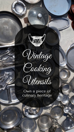 Silver Cooking Utensils In Antique Market Offer TikTok Video Design Template
