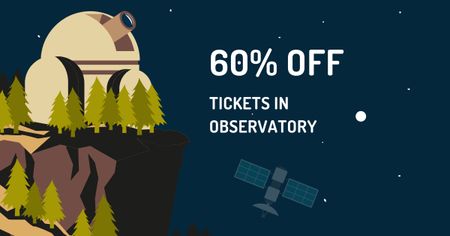 Illustration of Night Observatory Facebook AD Design Template
