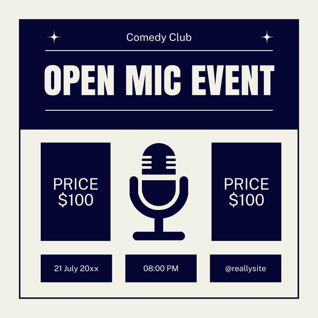 Event Announcement with Illustration of Microphone Instagram Design Template