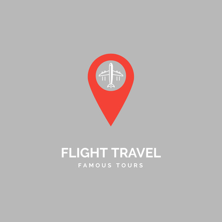 Travel Tours Offer with Plane Illustration Logo Design Template