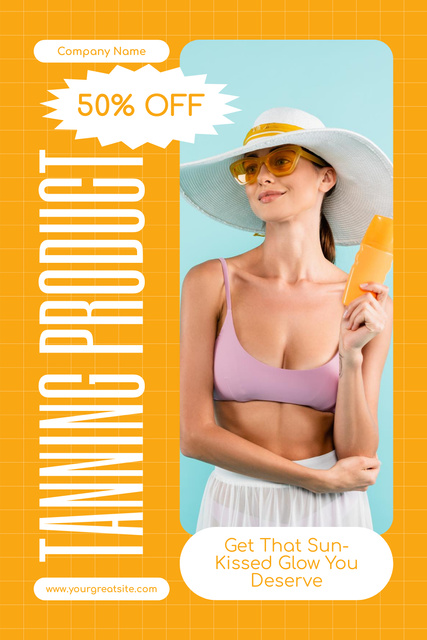 Discount on Tanning Cosmetics on Orange Pinterest Design Template