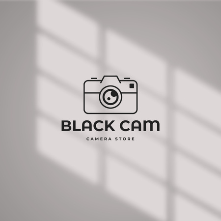Emblem of Camera Store with Window Shadow Logo Design Template