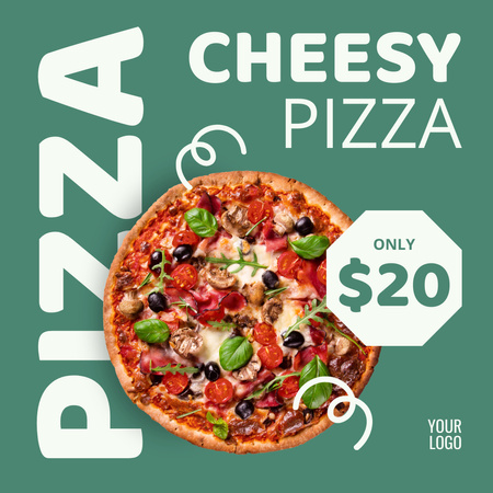 Cheesy Italian Pizza Offer Instagram Design Template