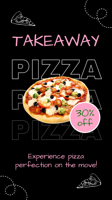 Platilla de diseño Appetizing Pizza Takeaway With Discount In Black Instagram Video Story