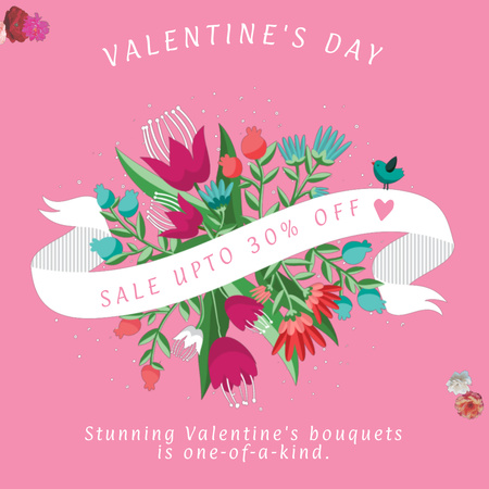 Spectacular Bouquets With Discounts Due Valentine's Day Animated Post Design Template