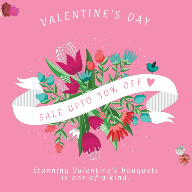 Spectacular Bouquets With Discounts Due Valentine's Day Animated Post Πρότυπο σχεδίασης