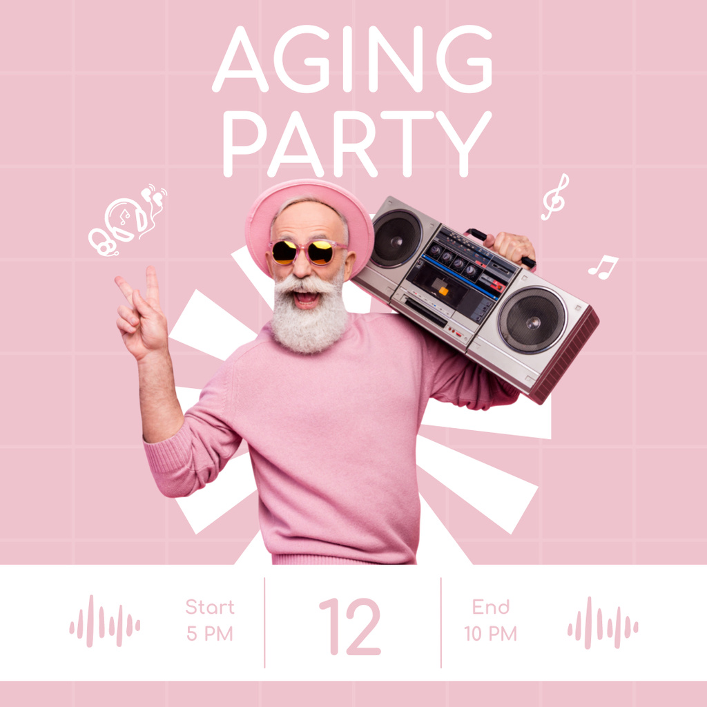 Announcement Of Party For Seniors With Music Instagram Design Template