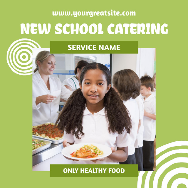 School Food with Children in Canteen Animated Post Design Template
