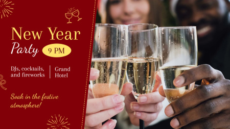 Unforgettable New Year Party With Champagne Announcement Full HD video Design Template