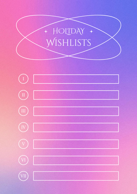 Pink and Blue Gradient Holiday Wishlist Schedule Planner – шаблон для дизайна