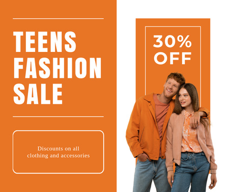 Fashionable Clothing And Accessories For Teens With Discount Facebook Design Template
