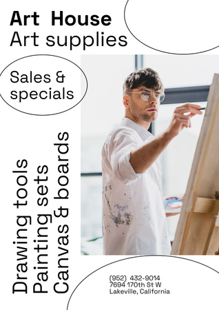 Plantilla de diseño de Oferta de venta de suministros de arte y herramientas de dibujo de alta calidad Poster 