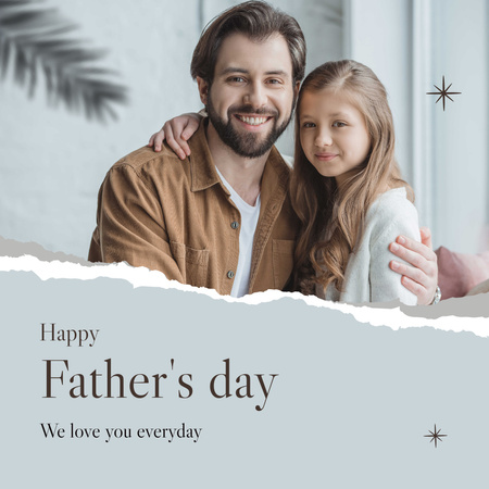 Father Hugging Little Daughter on Father's Day Instagram Design Template
