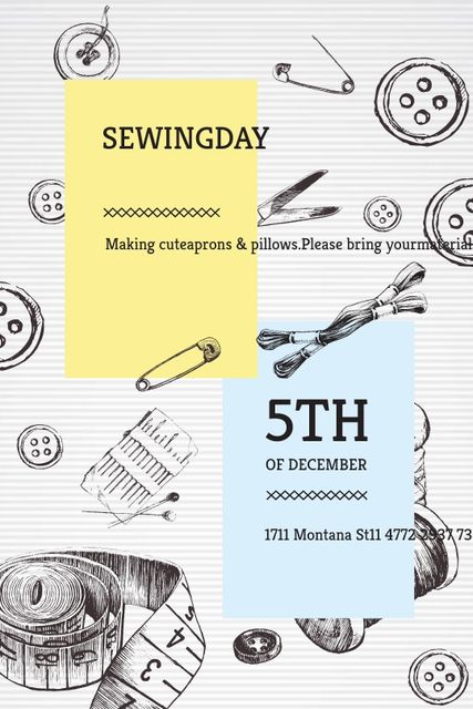 Sewing day event with needlework tools Tumblr Modelo de Design