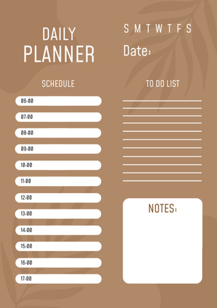 elegantní hnědá denně Schedule Planner Šablona návrhu