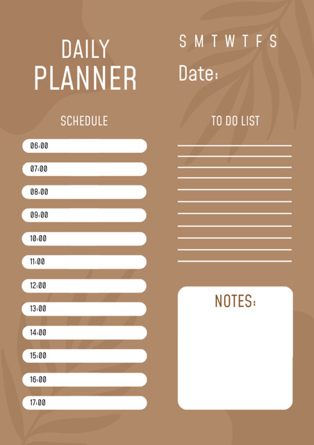 Elegant Brown Daily Schedule Planner Šablona návrhu
