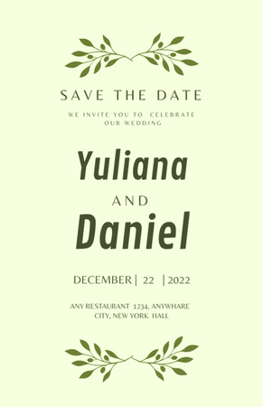 Plantilla de diseño de Anuncio de celebración de evento de boda en verde Invitation 5.5x8.5in 