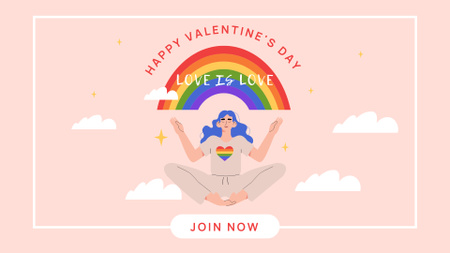 Happy Valentine's Day with Woman and Rainbow FB event cover Design Template