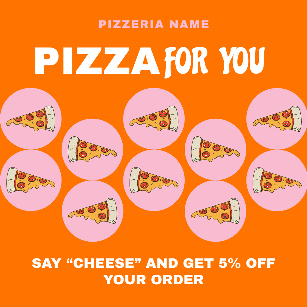 Slices of Delicious Italian Pizza on Orange Instagram Šablona návrhu