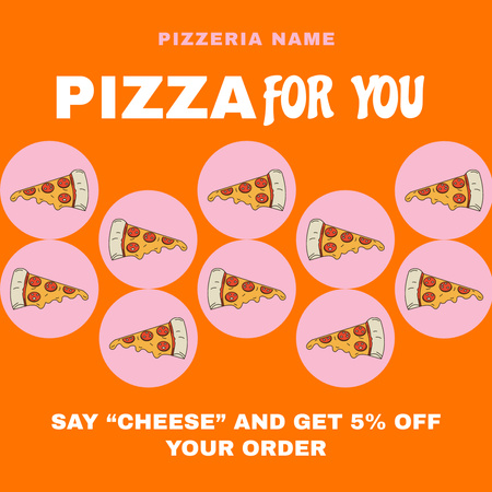 Slices of Delicious Italian Pizza on Orange Instagram Design Template