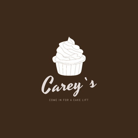 Bakery Emblem with Luscious Cupcake In Brown Logo Design Template