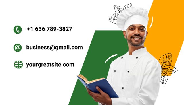 Fun-filled Served Dish And Cooking Service Business Card US Πρότυπο σχεδίασης