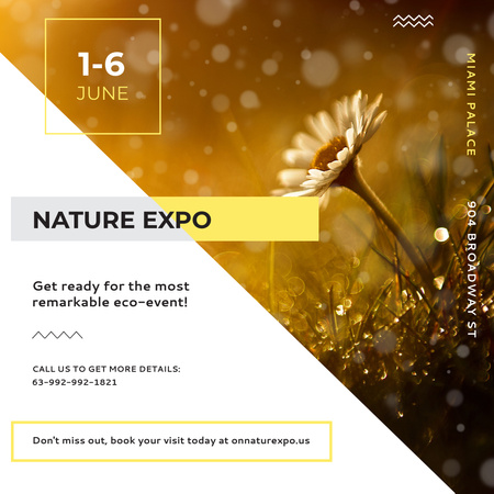 Plantilla de diseño de Invitación a Nature Expo con flor silvestre Instagram 