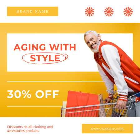 Stylish Clothing And Accessories For Seniors With Discount Instagram Design Template