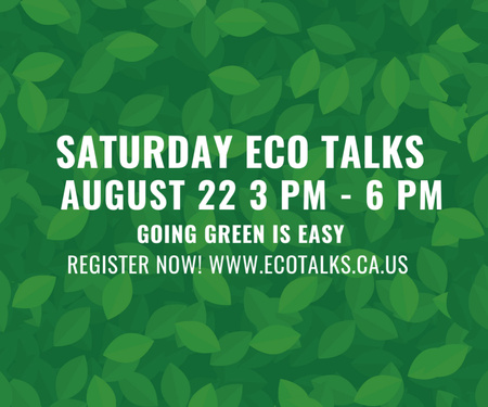 Plantilla de diseño de Anuncio de charlas ecológicas del sábado sobre verde Medium Rectangle 