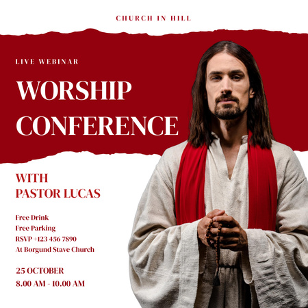 Worship Conference with Pastor Instagram Modelo de Design