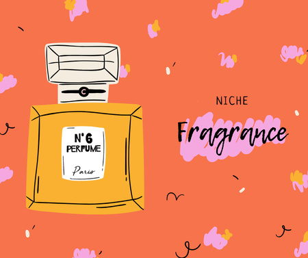Plantilla de diseño de Beauty Ad with Perfume Bottle illustration Facebook 