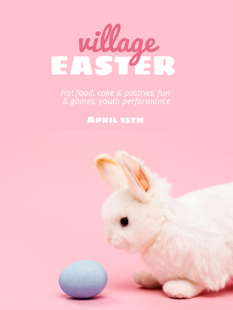 Easter Holiday with Cute Bunny Poster US Tasarım Şablonu