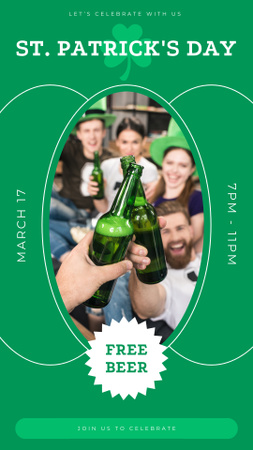 Free Beer Offer at St. Patrick's Day Party Instagram Story Design Template