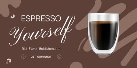 Ontwerpsjabloon van Twitter van Robuuste Espresso In Glas Met Slogan Aanbieding