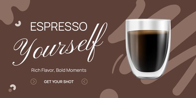 Robust Espresso In Glass With Slogan Offer Twitter Design Template