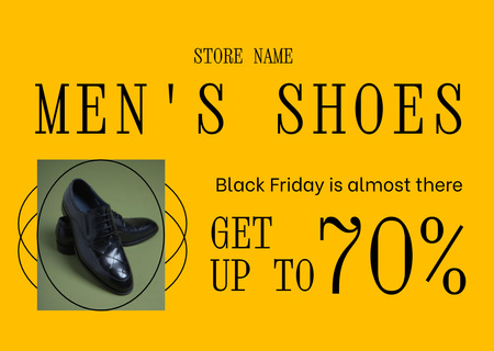 Modèle de visuel Vente de chaussures classiques pour hommes lors du Black Friday - Flyer A6 Horizontal