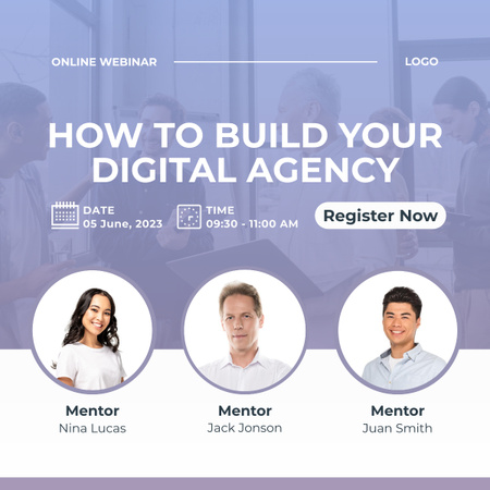 Digital Agency Building Webinar LinkedIn post tervezősablon