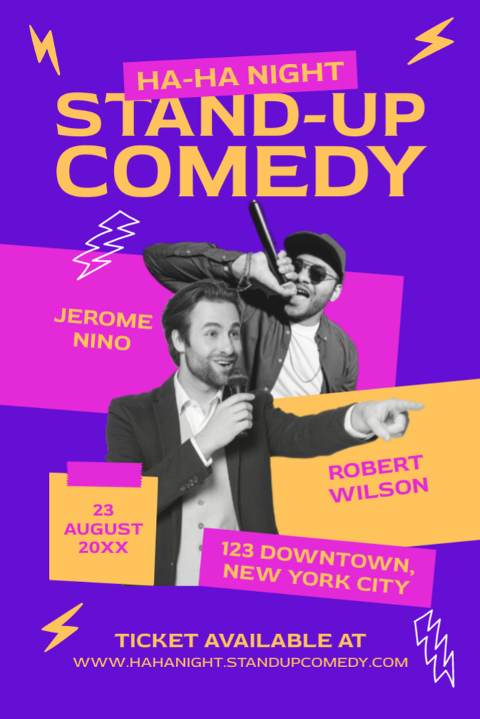 Comedy Show with Black and White Photos of Men Tumblr Design Template