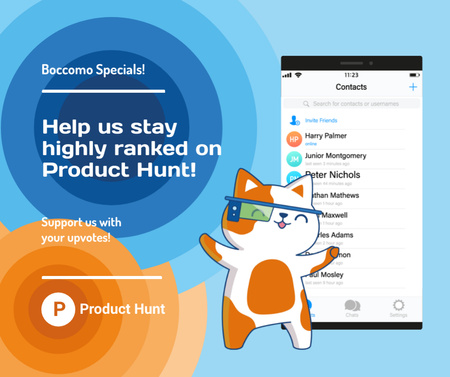 Plantilla de diseño de Product Hunt Campaign Chats Page on Screen Facebook 
