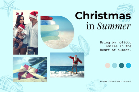 Summer Christmas Celebration With Young Couple Mood Board Design Template